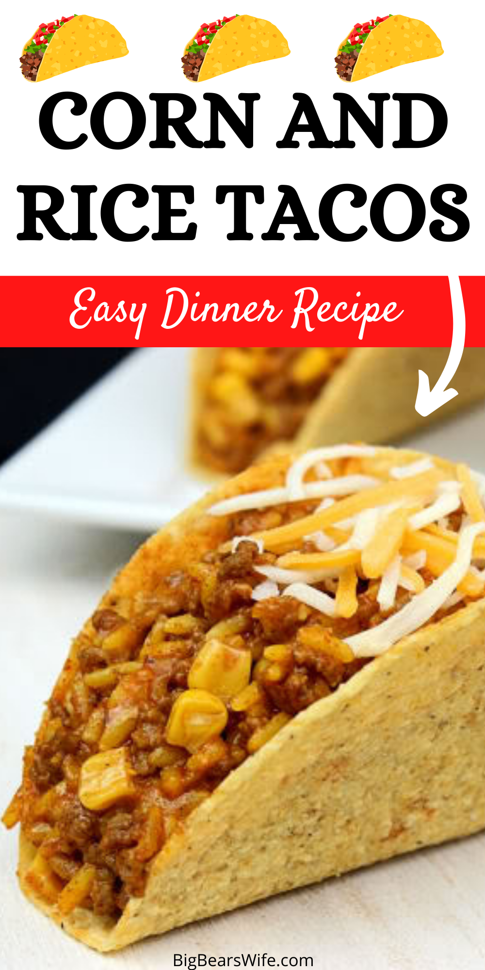 An easy dinner idea that’s a favorite in our house! Corn and Rice Tacos are made of beef, taco mix, corn and cheese! Super simple and always delicious! 
 via @bigbearswife