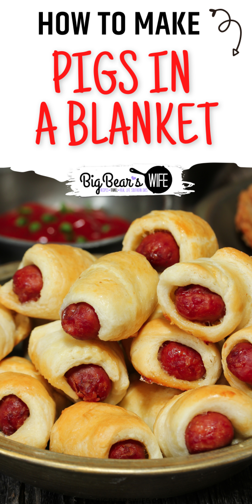 Pigs in a Blanket are super easy to make and every always loves them at cookouts and parties! Hot Dogs, Crescent Rolls and the Oven are all you need to make these classic finger food bites!