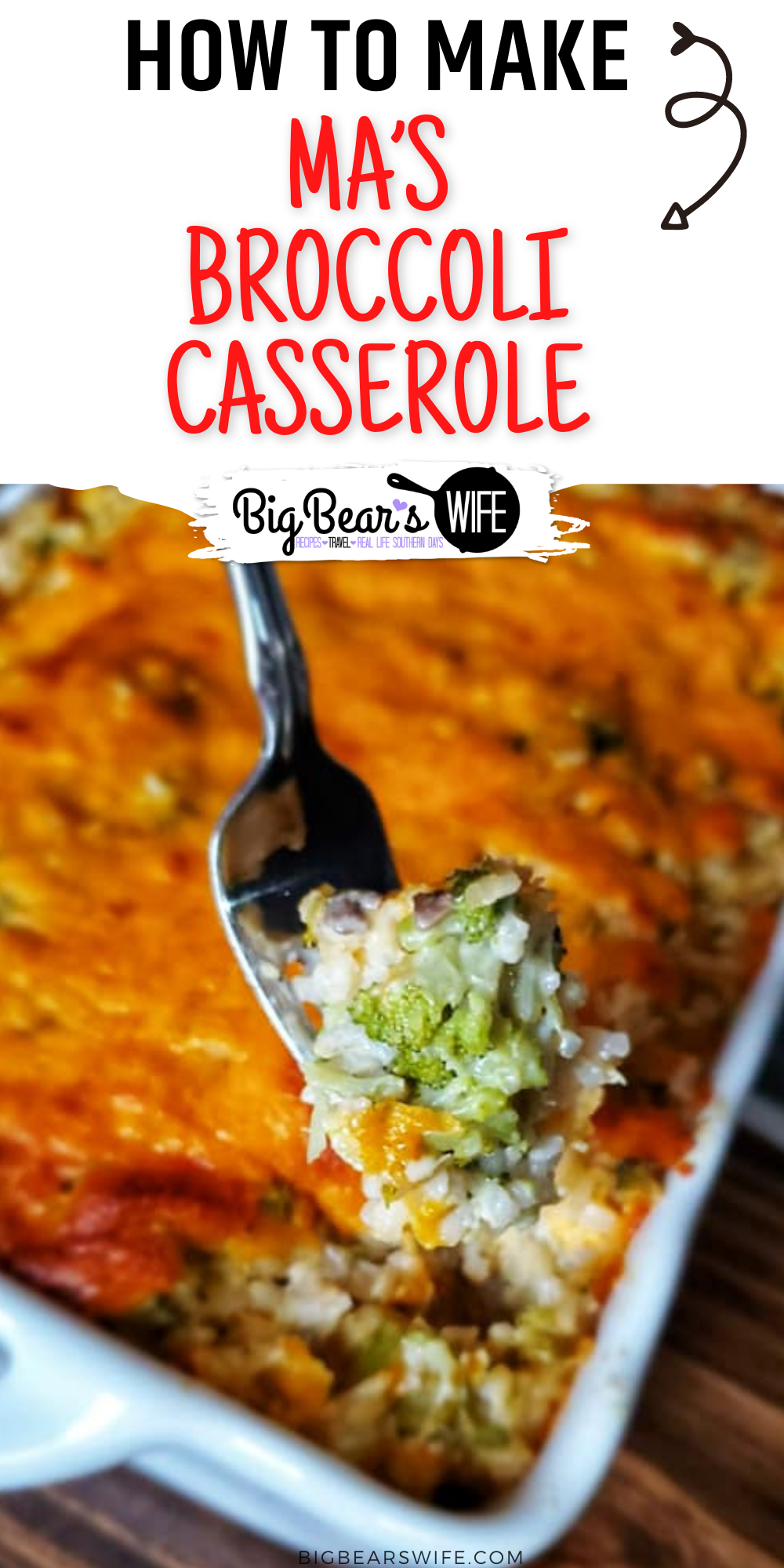 Ma’s Broccoli Casserole recipe was handed down to me by my grandmother and it's always on the table for every holiday and party around here! I'll show you how I make it so that you can add it to your favorites list too! This broccoli casserole is made with broccoli, cheese, rice, soup and seasonings.  via @bigbearswife