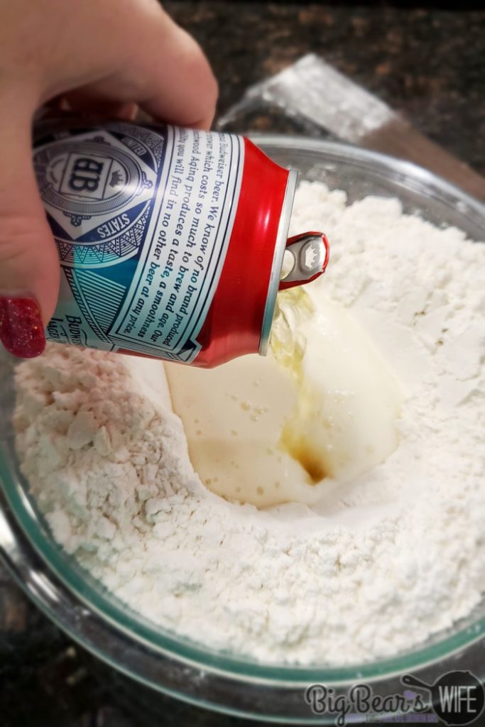 Pouring Beer into Flour