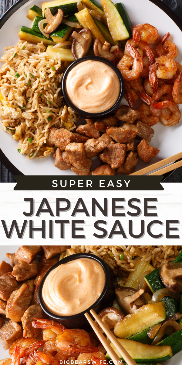 This Japanese White Sauce, also known as YUM YUM SAUCE, is just like the white sauce that you get at Japanese Hibachi Steakhouses and Sushi Restaurants! It's so easy to make and perfect for Hibachi Chicken, Hibachi Steak, Hibachi Shrimp and Rice! via @bigbearswife