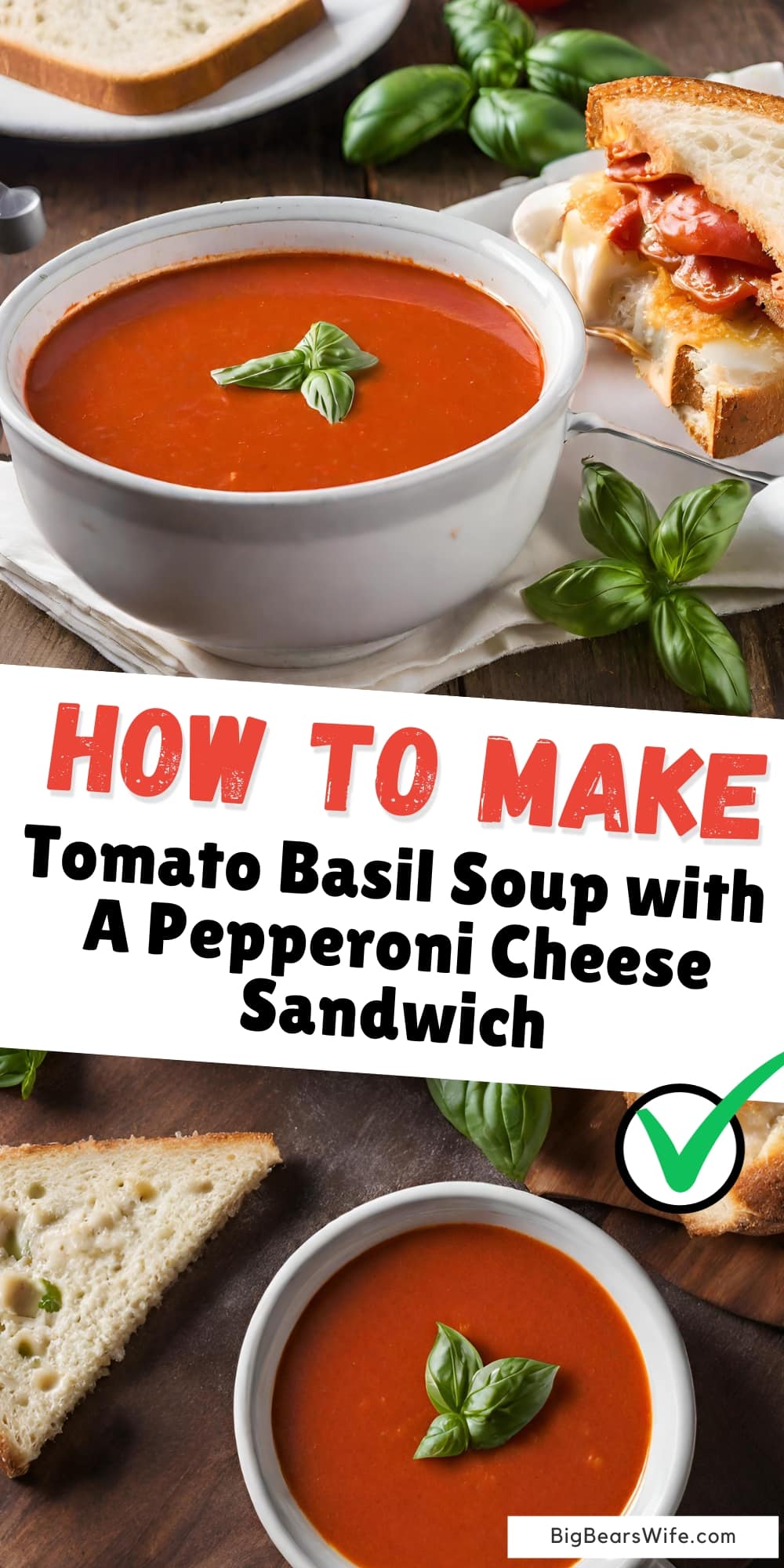 Discover the perfect pairing of tomato basil soup and a mouthwatering pepperoni cheese sandwich. Whether you're a fan of savory soups or delicious sandwiches, this dynamic duo will satisfy your cravings and leave you wanting more. via @bigbearswife