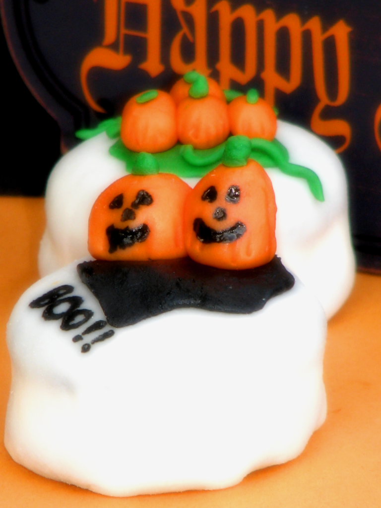 Halloween Petit Fours and Homemade Marshmallow Fondant