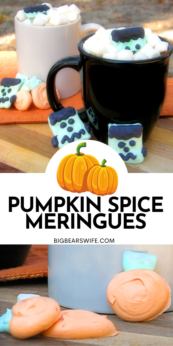 Pumpkin Spice Meringues that are perfect for Halloween Hot Chocolate or a spooky addition to your morning coffee!  via @bigbearswife
