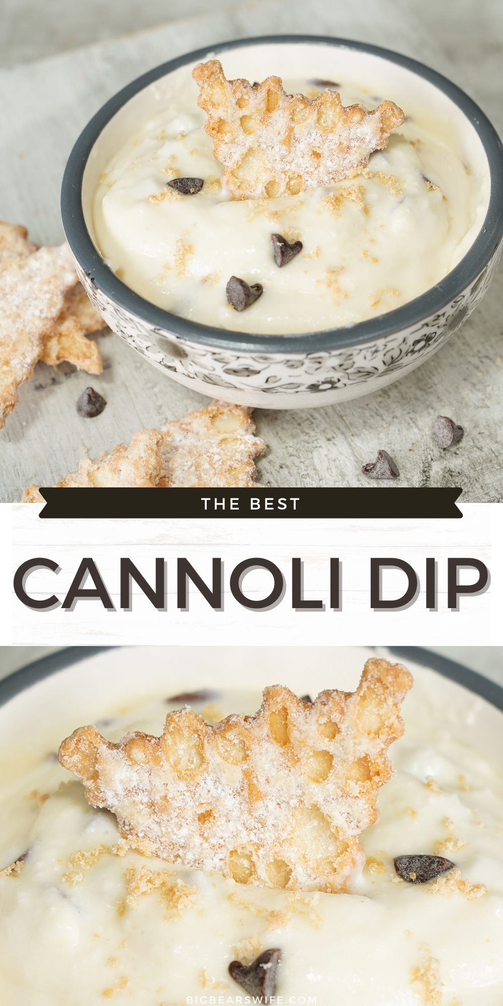This Cannoli Dip is perfect for parties or holidays! Taste like a Cannoli without a lot of work! Super easy and tasty!  via @bigbearswife