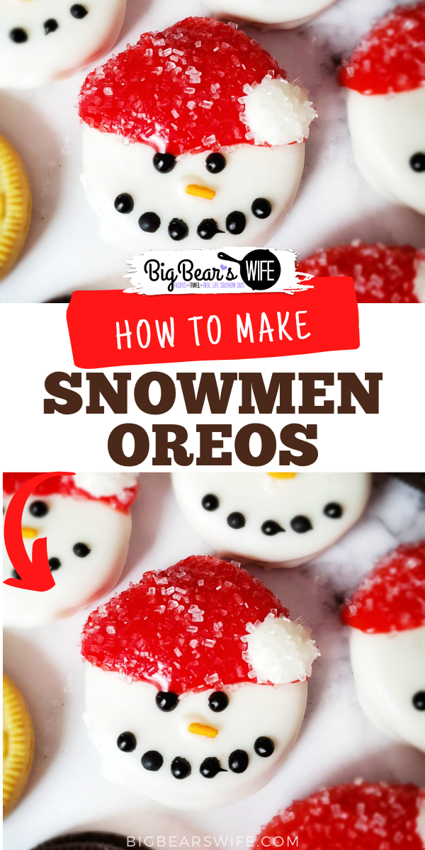  These Snowmen Oreos Cookies are so fun and easy to make! Great for cookie parties, cookie platters, nights with the kids and great to leave out for Santa!   via @bigbearswife