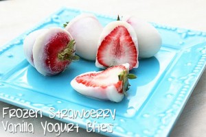 Frozen Strawberry Vanilla Yogurt Bites