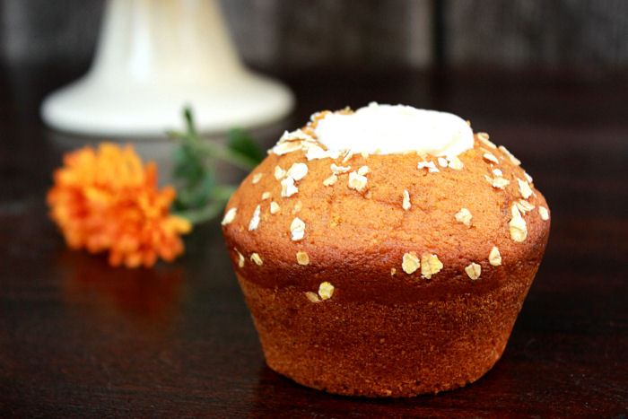 Side view of pumpkin muffin