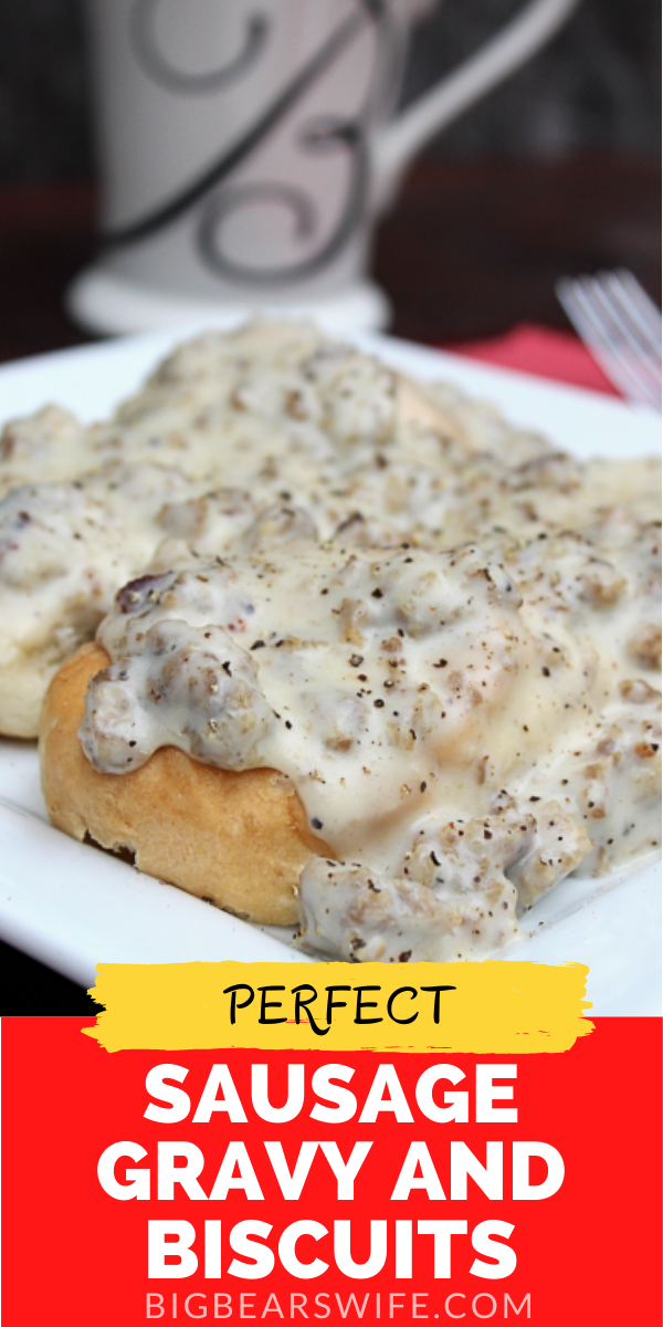 This amazing southern Sausage Gravy and Biscuits recipe is one of our absolute favorites! This recipe is just like the Sausage Gravy and Biscuits that my papa us to make!  via @bigbearswife