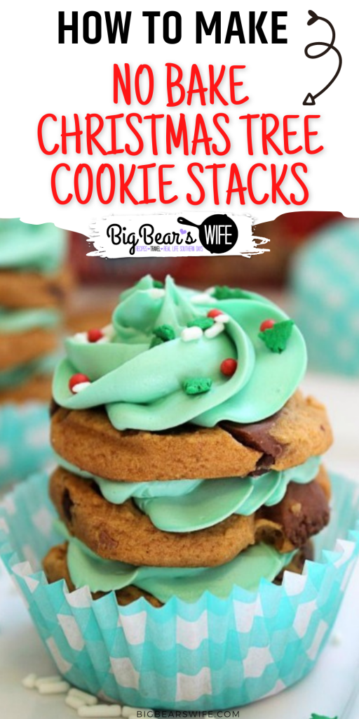 If you need a quick but cute no bake Christmas dessert, these No Bake Christmas Tree Cookie Stacks are for you! They're made with stacks of store-bought cookies and frosting to create the cutest little Christmas treats. 