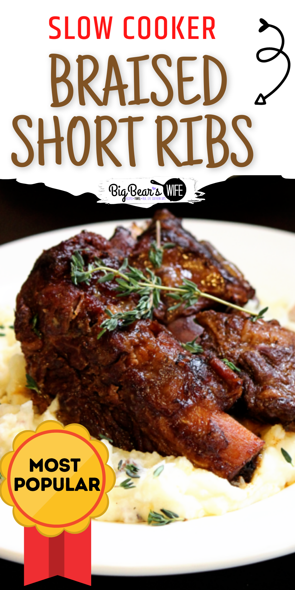 Slow Cooker Braised Short Ribs - Ready to make one of the most popular recipes on BigBearsWife.com. These Slow Cooker Braised Short Ribs are always a hit! This is the best beef short ribs recipe in my opinion. Perfect for a weekday dinner or for a fancy Sunday Dinner! This dinner recipe is super easy to make and it taste amazing!  via @bigbearswife