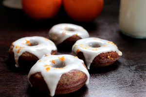 Chocolate Espresso Mini Donuts with Orange Zest Glaze