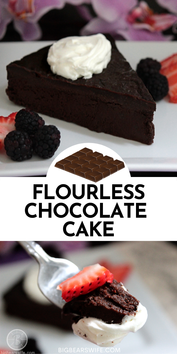 This super Easy Flourless Chocolate Cake is naturally gluten free and a wonderful, tasty dessert. This Easy Flourless Chocolate Cake is made with 5 simple ingredients that you probably already have at home!  via @bigbearswife