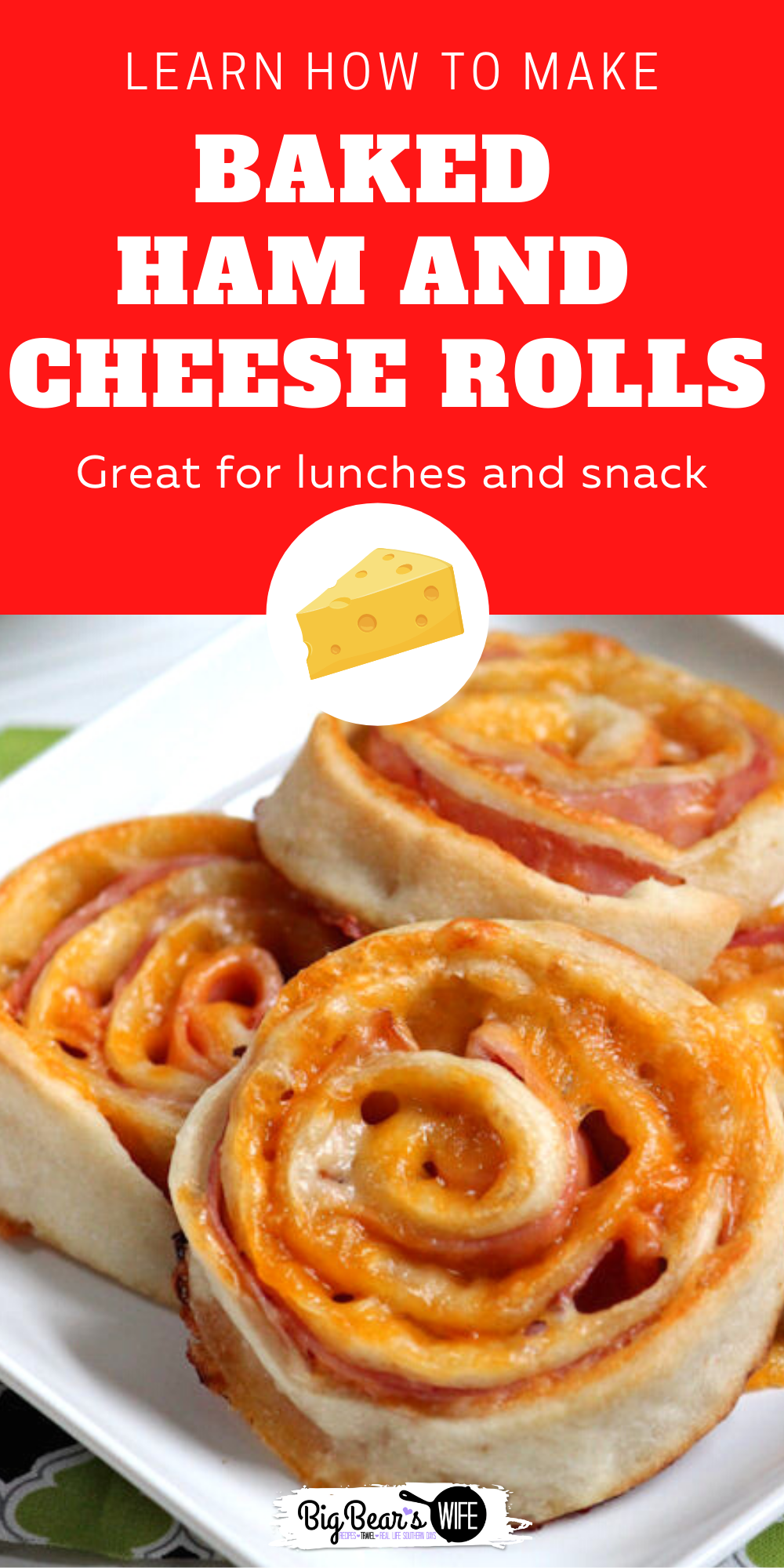  These Baked Ham and Cheese Rolls are perfect for summer lunches and school lunch boxes! They're also perfect to take to work! via @bigbearswife