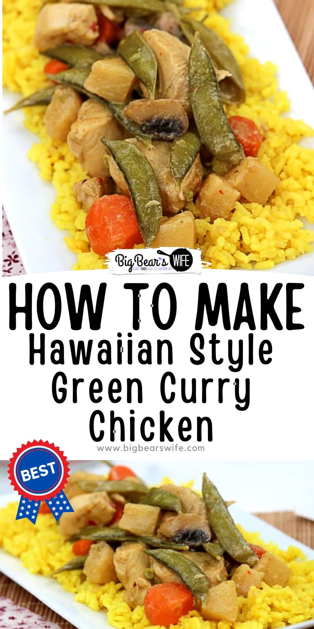 This delicious Hawaiian Style Green Curry Chicken is a healthy chicken recipe that's inspired by the beautiful Hawaiian islands.  via @bigbearswife