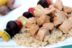 Teriyaki Chicken & Vegetable Kabobs Over Quinoa #OurOctoberChallange