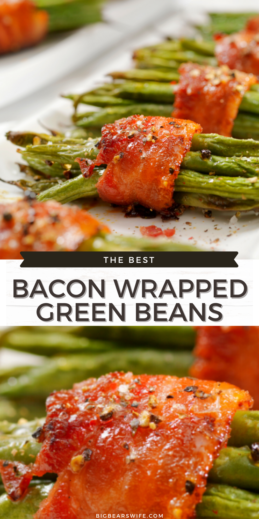 These tasty Bacon Wrapped Green Beans are really easy to make and are a great side dish! Three ingredients and less than an hour until  and you've got a super easy side dish recipe! via @bigbearswife
