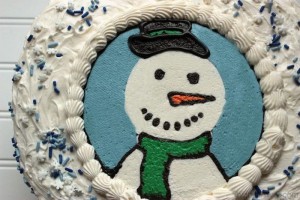 Frozen Buttercream Transfer Snowman Cake
