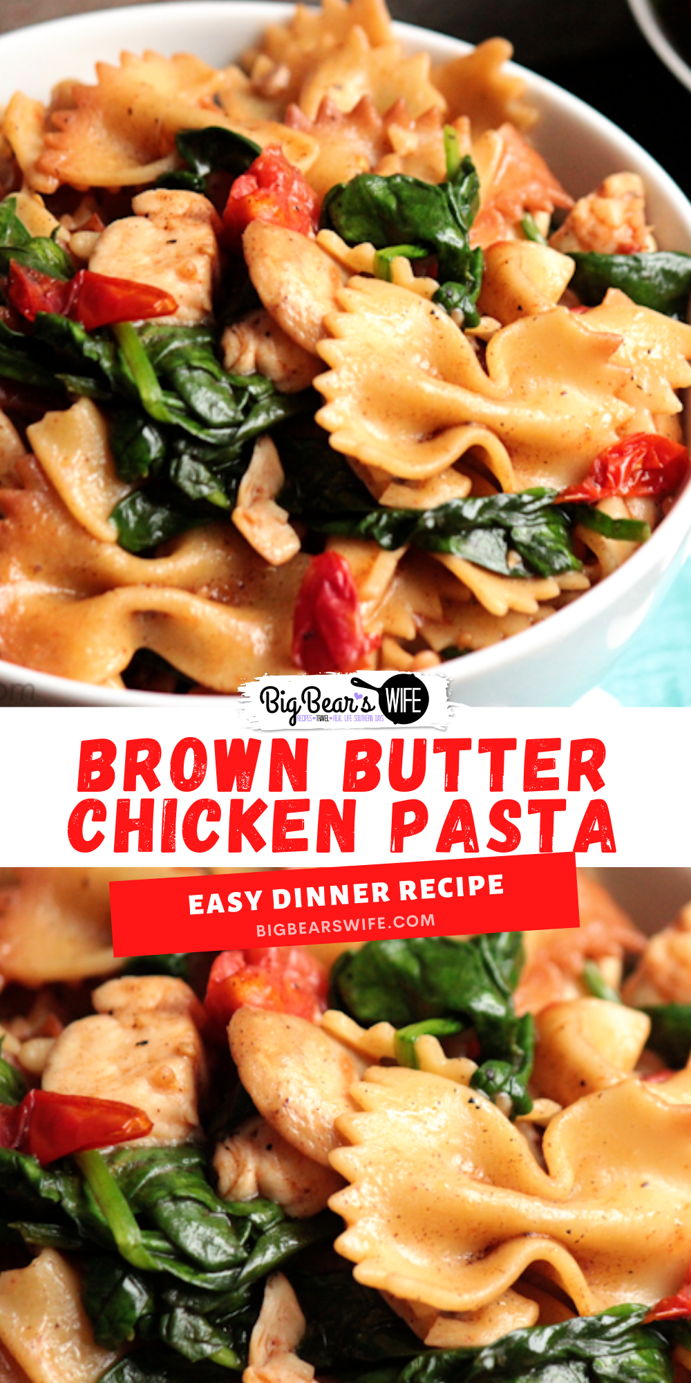 This super easy Easy 30 Minute Brown Butter Chicken Pasta helped me win an award for a cooking competition and it'll help you win dinner time with it's amazing flavor!  via @bigbearswife