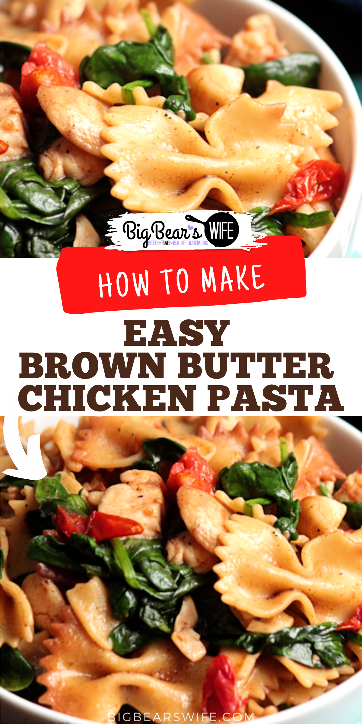 This super easy Easy 30 Minute Brown Butter Chicken Pasta helped me win an award for a cooking competition and it'll help you win dinner time with it's amazing flavor!  via @bigbearswife