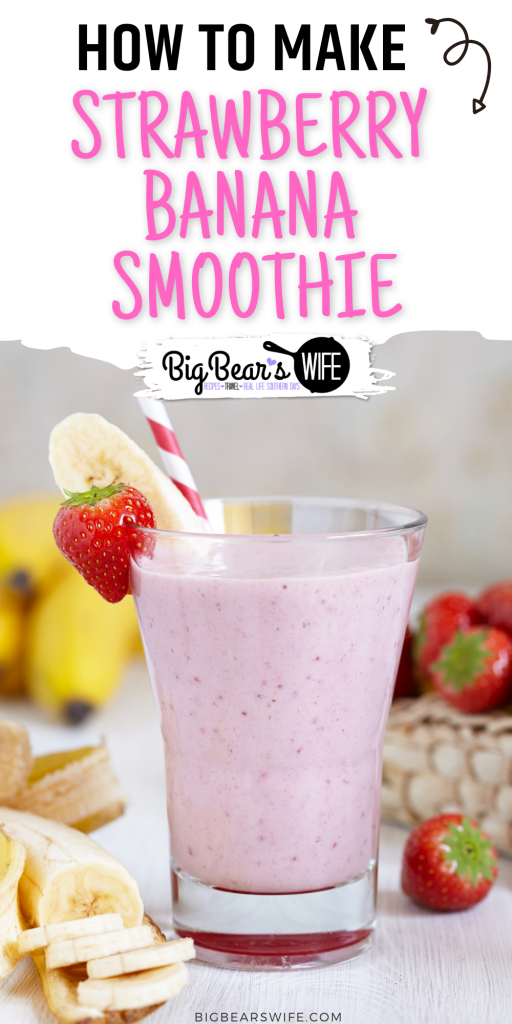 This 4 ingredient Strawberry Banana Smoothie is so easy to make and it makes for the perfect breakfast or afternoon treat! 