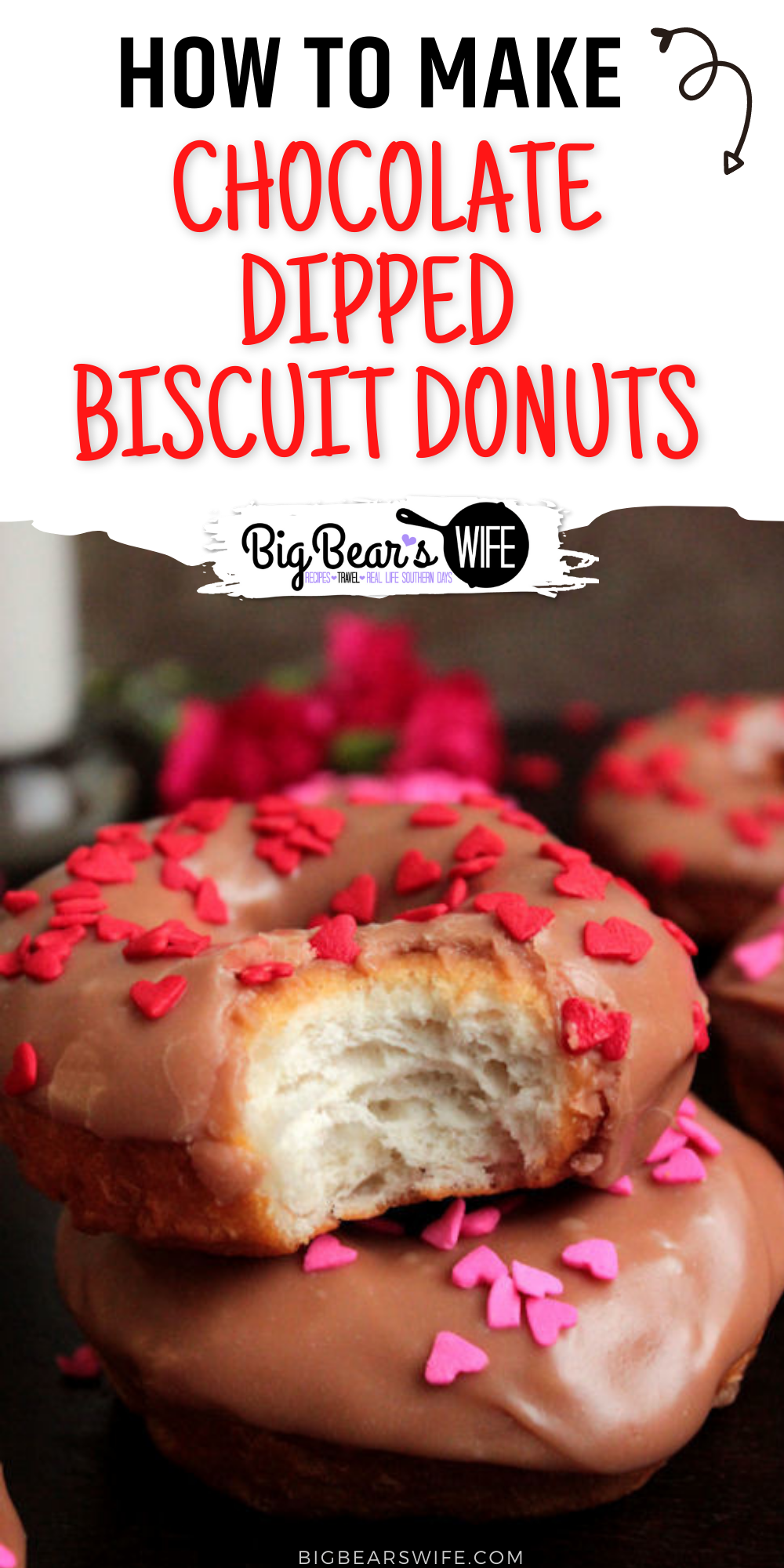 Want a quick and easy Valentines Donut for you sweetheart? I've got the perfect recipe for you! No donut making skills required! These use canned biscuits! via @bigbearswife