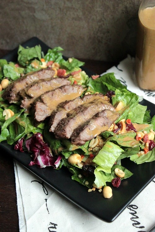 Flat Iron Steak Salad and Homemade Steak Sauce Salad Dressing
