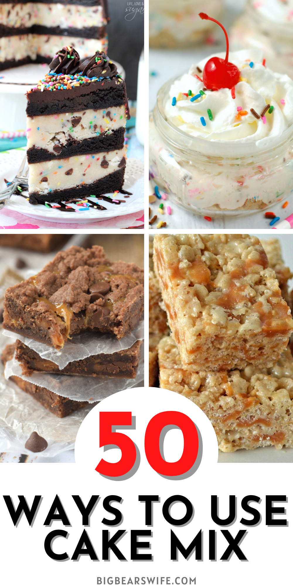 You never know when you might need a box of cake mix in order to whip up a quick batch of cupcakes, right?!? Well that's what I always tell myself when I stock up on cake mix that's on sale. Here are 50 WAYS TO USE CAKE MIX! via @bigbearswife
