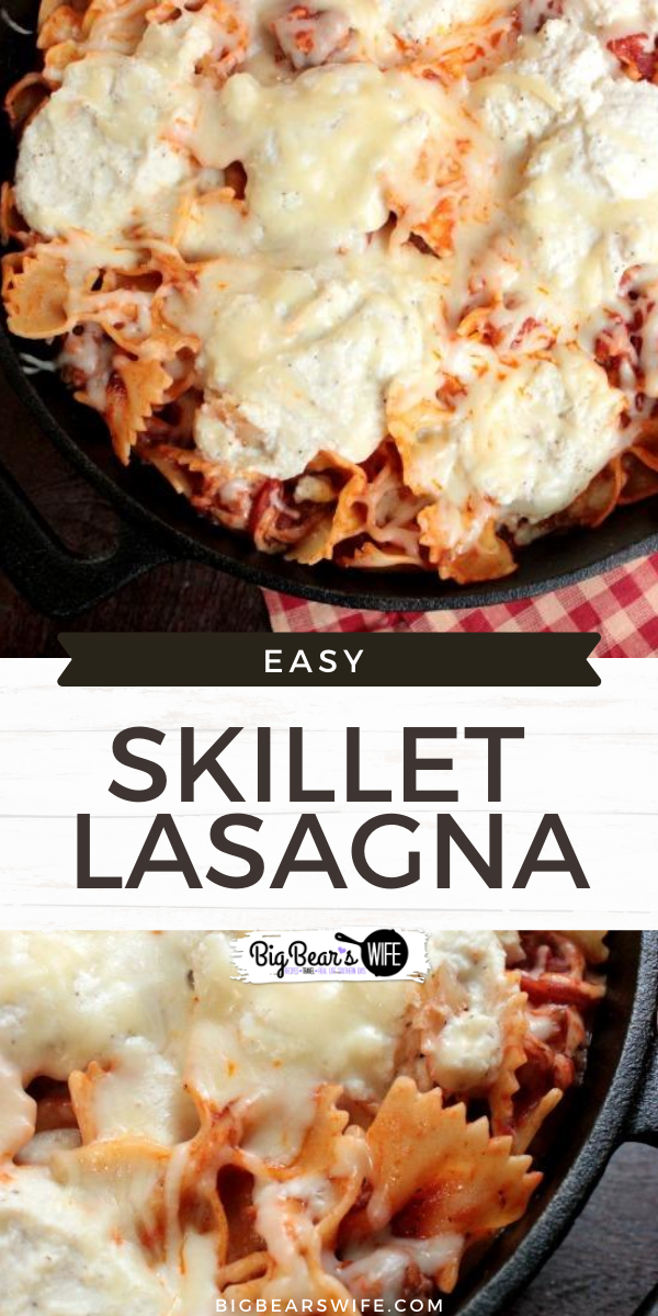 Super Easy Skillet Lasagna - This Super Easy Skillet Lasagna will be a new family favorite and it only takes 30 minutes to make.  via @bigbearswife