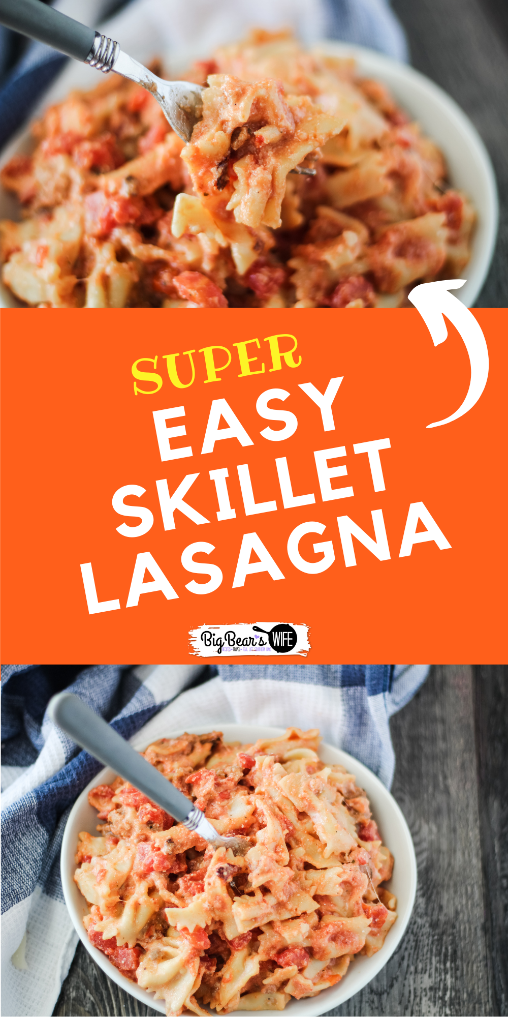 This Super Easy Skillet Lasagna will be a new family favorite and it only takes 30 minutes to make.  via @bigbearswife