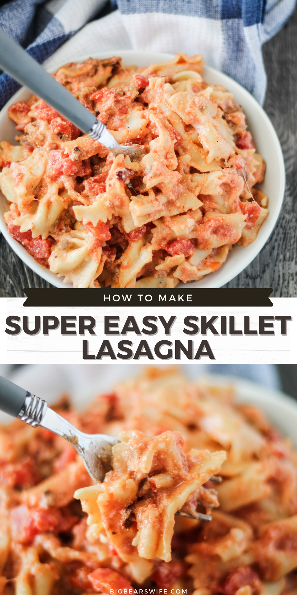 This Super Easy Skillet Lasagna will be a new family favorite and it only takes 30 minutes to make.  via @bigbearswife