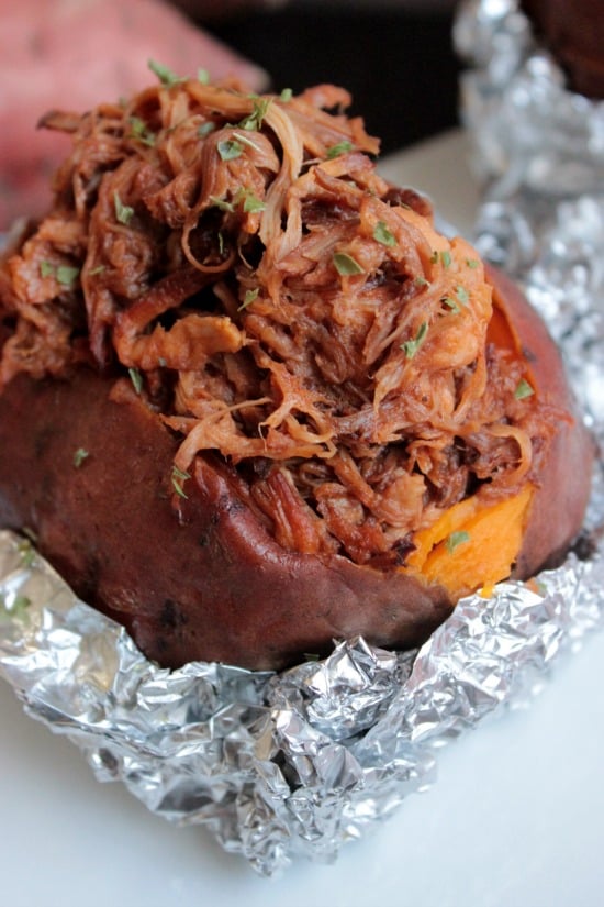 BBQ Pulled Pork Stuffed Sweet Potato