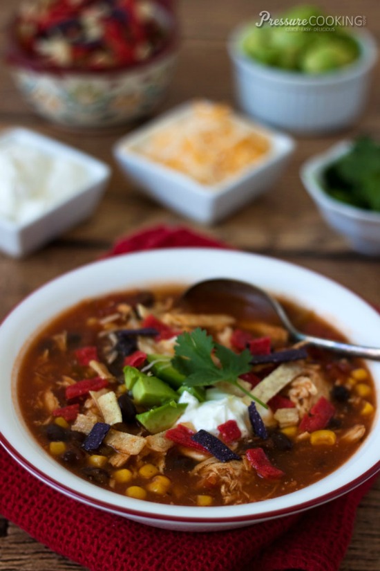 Quick and Easy Pressure Cooker Chicken Enchilada Soup from Pressure Cooking Today