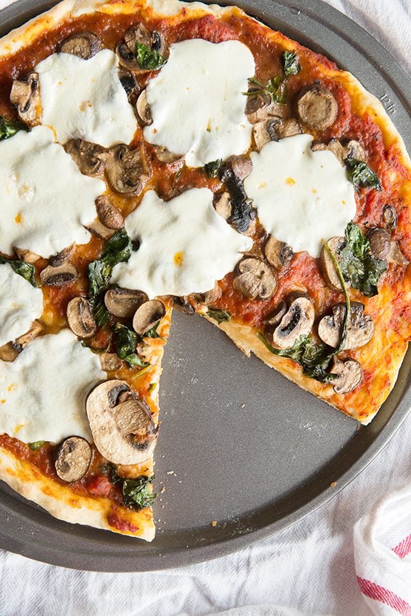 Sautéed Spinach and Mushroom Pizza  from Dine and Dish