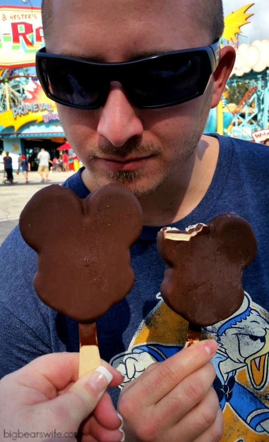 Adam (my brother) and our Mickey Premium Ice Cream Bars in DinoLand U.S.A in Animal Kingdom