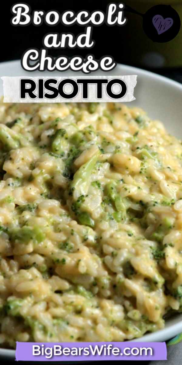 This Broccoli and Cheese Risotto is creamy and perfect with it's cheese and bits of broccoli! It's such a great comfort food and it's easy to make at home! via @bigbearswife