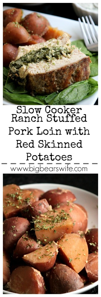 Slow Cooker Ranch Stuffed Pork Loin with Red Skinned Potatoes