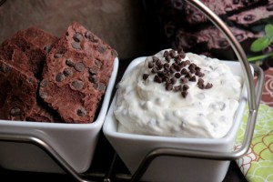 Mint Chocolate Chip Dip with Mint Chocolate Chip Brownie Brittle