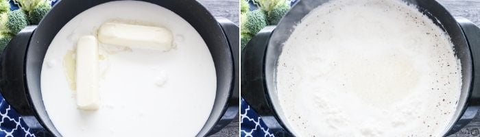 melting butter into cream