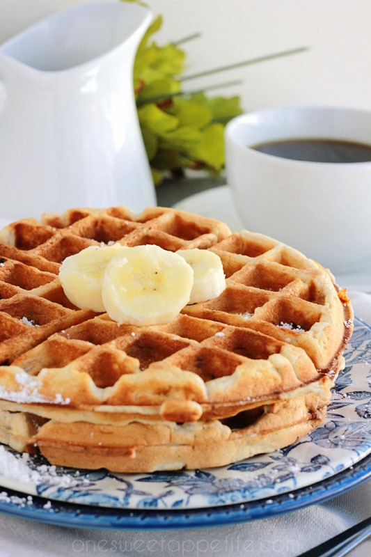 Banana Bread Waffles  from One Sweet Appetite