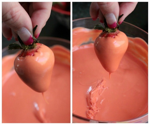 Dipping Strawberries for Spring Dessert Pudding Cups