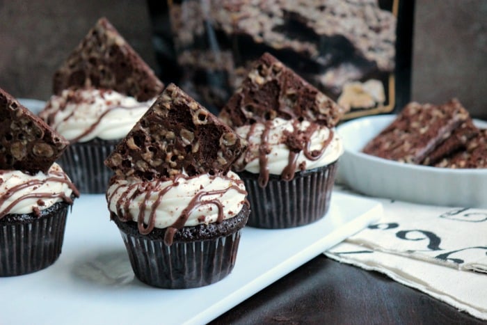 Brownie Brittle Toffee Crunch Cupcakes