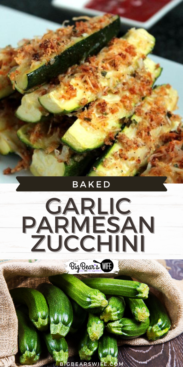 Baked Garlic Parmesan Zucchini is an easy side dish that's perfect for weeknight dinners or weekend! Use up that Zucchini from the garden or farmer's market with this easy recipe that's ready in under 30 minutes!  via @bigbearswife