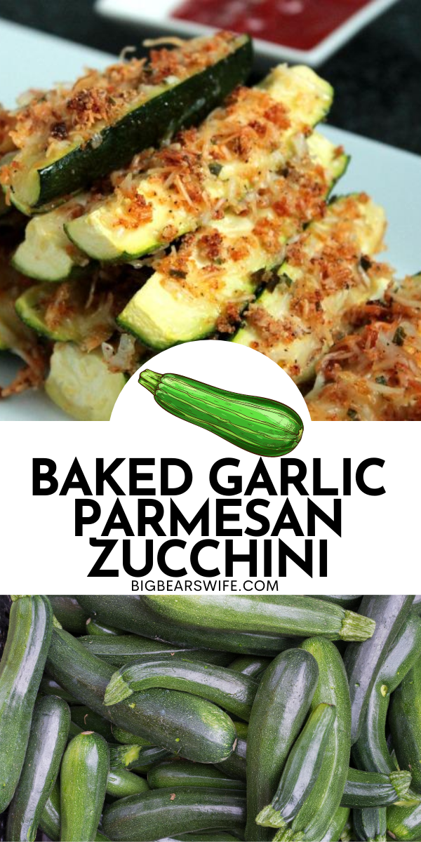 Baked Garlic Parmesan Zucchini is an easy side dish that's perfect for weeknight dinners or weekend! Use up that Zucchini from the garden or farmer's market with this easy recipe that's ready in under 30 minutes!  via @bigbearswife