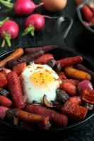 Baked Eggs over Maple Roasted Vegetables #BrunchWeek