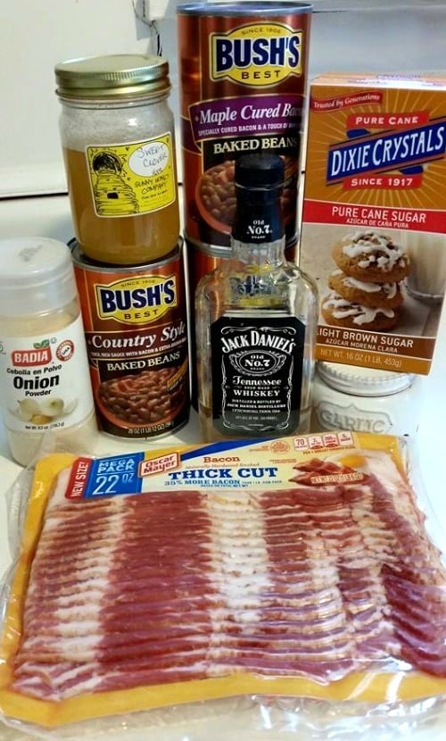 What you need for the Easy Jack Daniels Baked Beans