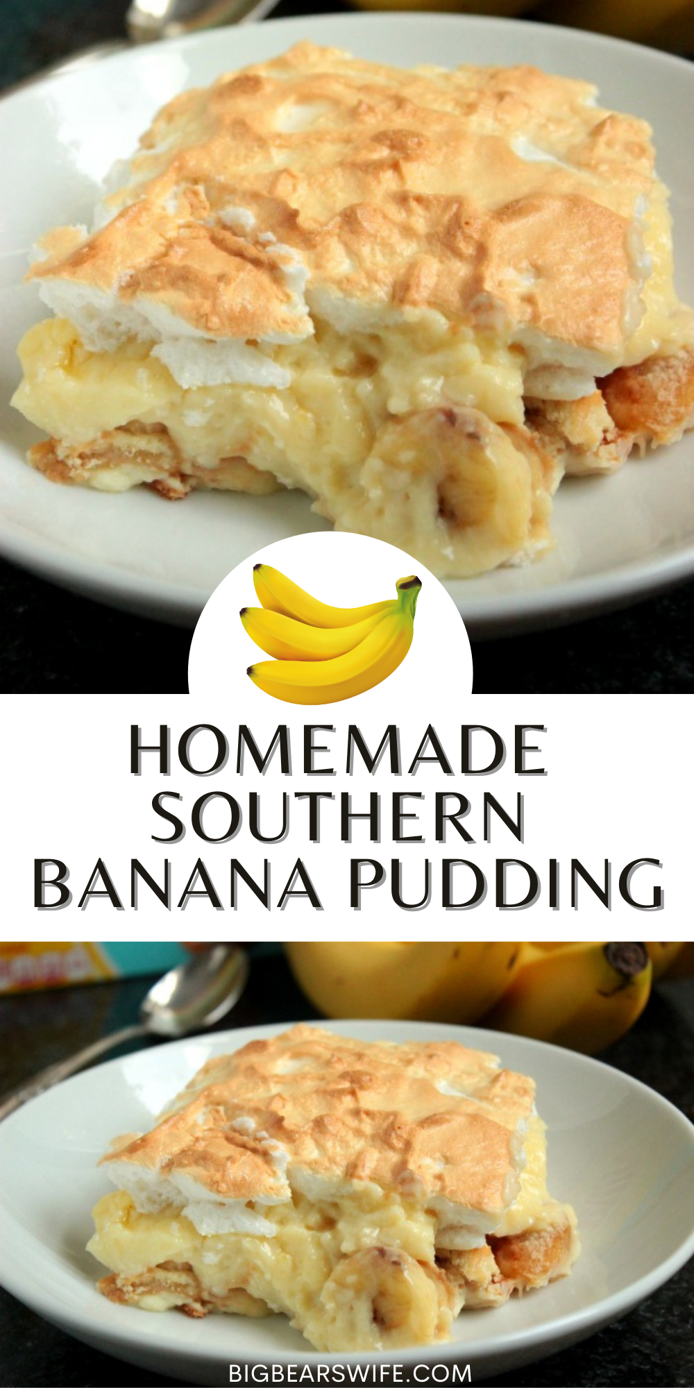 Serve is hot or cold, this Homemade Southern Banana Pudding is going to be loved by all! Roasting the banana gives it a richer banana flavor too! via @bigbearswife