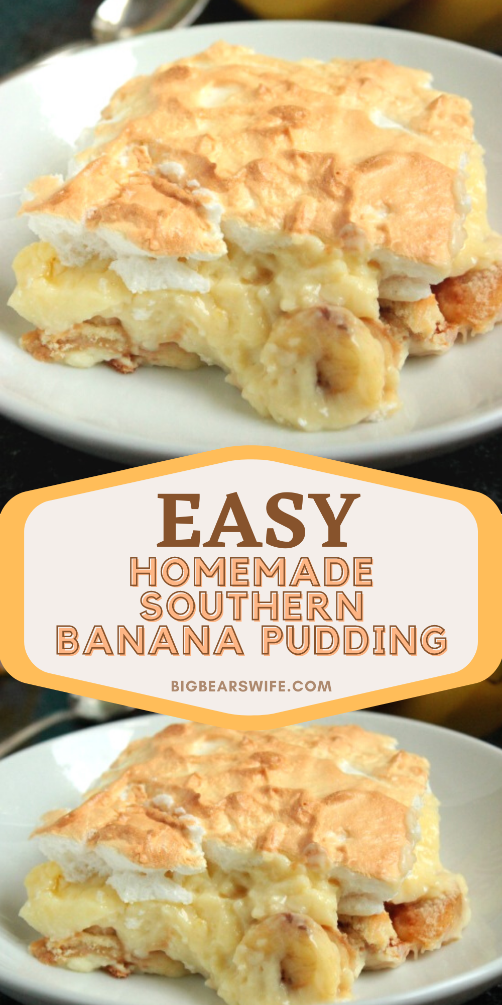 Serve is hot or cold, this Homemade Southern Banana Pudding is going to be loved by all! Roasting the banana gives it a richer banana flavor too! via @bigbearswife