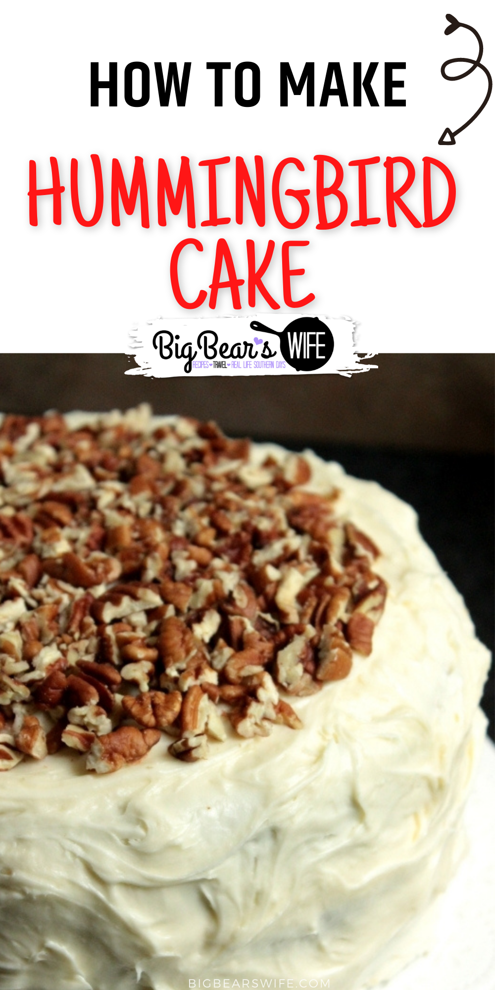  Hummingbird Cake is a spice cake loaded with pineapples, bananas and pecans. It's also layered and frosted with a thick cream cheese icing! via @bigbearswife