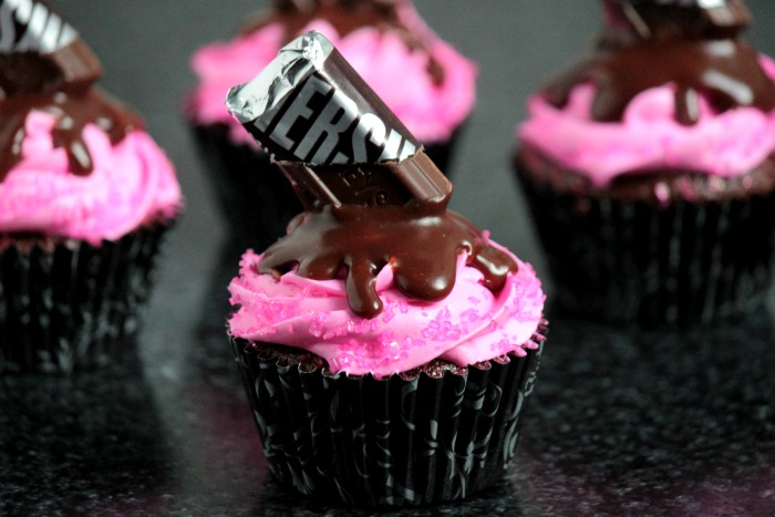 Pink Melting Candy Bar Cupcakes